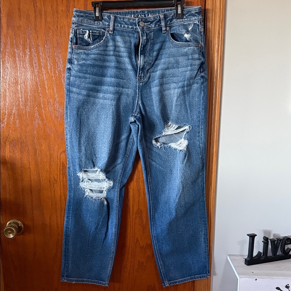 American Eagle Outfitters Relaxed Fit Ripped Blue Jeans